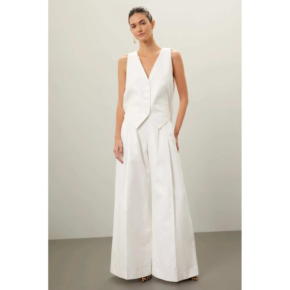 Nina Ricci Cady Draped Open Back Vest Top Off-White Button Front Sz 34 / 0 US - Picture 3 of 12